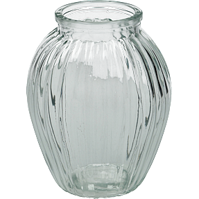 Vase rillet H13 cm - Klar