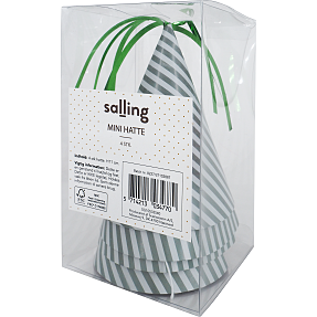 Salling mini festhat med striber 4-pak - Grøn