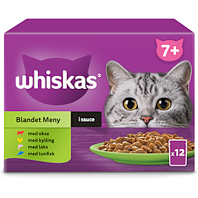 Vådfoder i sovs m. okse, kylling, laks og tun senior