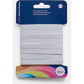 CraftnCreate elastikbånd 8 mm - hvid