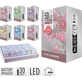 Lyskæde med 50 LED - flere varianter - assorteret