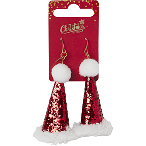 CBYH dame jule øreringe med hue - rød