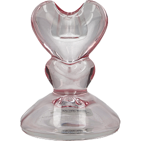 Lysestage i glas 10 cm - pink hjerter