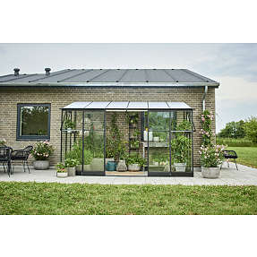 Halls Qube Lean-to 612 vægdrivhus - sort