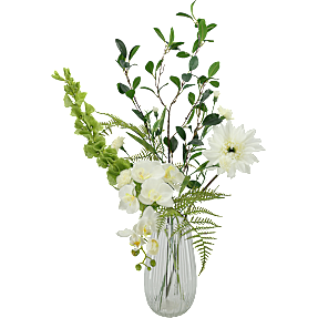 Kunstig buket - hvid orkidé