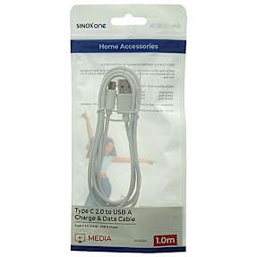 Sinox One USB C til USB A kabel. 1m. Hvid