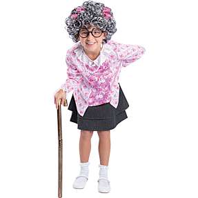 Sød bedstemor kostume str. 128