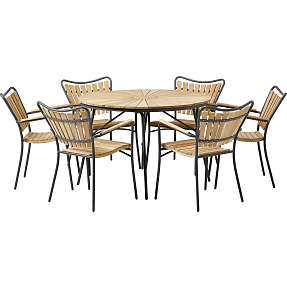 Kerteminde Ø130 teak havemøbelsæt med 6 stole - Teak/antracit