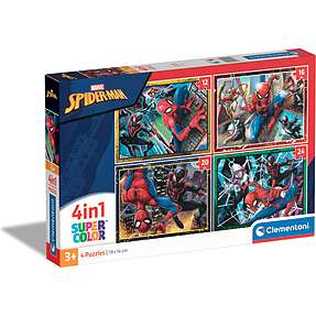 Spiderman puslespil 4i1 - 12, 16, 20 og 24 brikker
