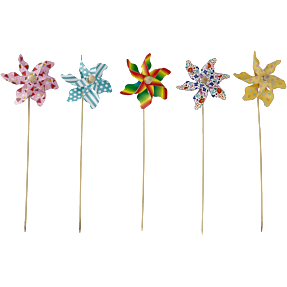 Lille mønstret vindmølle H: 28 cm - flere varianter - assorteret