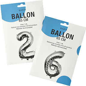 BASIS folieballoner sølvfarvet - flere varianter - assorteret