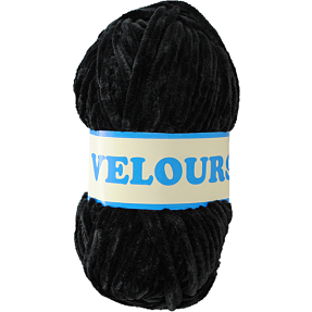 Velour garn 100g - Sort 001