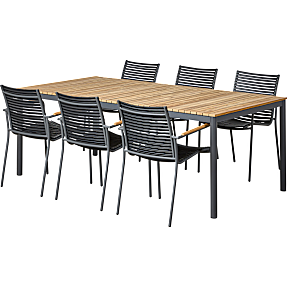 Mood havemøbelsæt med 6 Mood compact stole - antracit