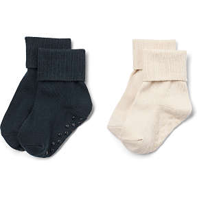 Tiny One baby 2-pak strømper str. 13/15 - blå/råhvid