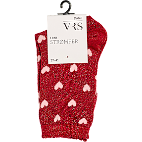 VRS dame glimmerstrømper str. onesize - rød