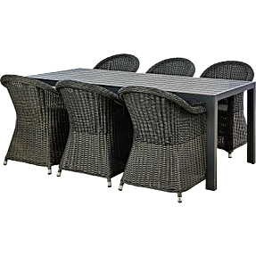 Carlton havebord med 6 Albany havestole - sort