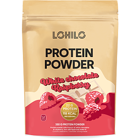 Proteinpulver m. hvid chokolade- og hindbærsmag