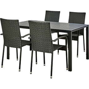Carlton havebord med 4 Mallorca havestole - sort