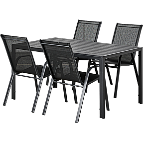 Carlton havebord m. 4 Højkær havestole - sort