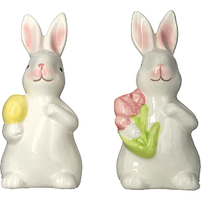 Hvid porcelænskanin 10,7 og 11,5 cm - flere varianter - assorteret