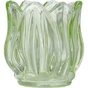 Glas fyrfadsstage med tulipaner - flere varianter - assorteret