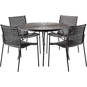 Kerteminde nonwood sort Ø110 cm, antracit stel med 4 Mood stole