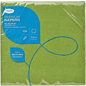 Duni ensfarvede servietter 40x40 cm 12-pak - æblegrøn