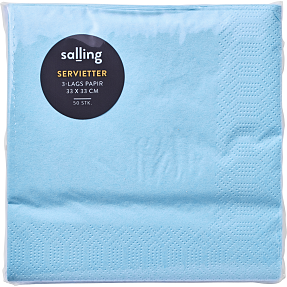 Salling ensfarvede servietter 33x33 cm 50-pak - lyseblå