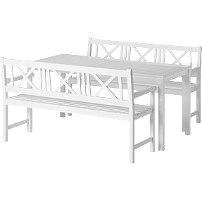 Rosenborg classic havemøbelsæt m/2 bænke - hvid højglans