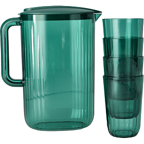 Kande med låg og 4 glas