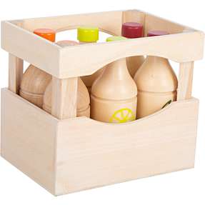 Small Foot trækasse med flasker legetøj