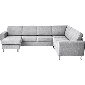 Rom Nordic vendbar hjørnesofa med chaiselong - lysegrå