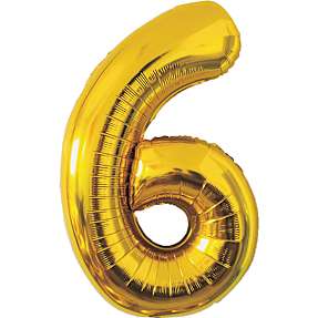 Folieballon "6" 86 cm - Guld