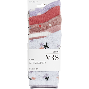 VRS børn 5-pak strømper str. 35/37 - multifarvet