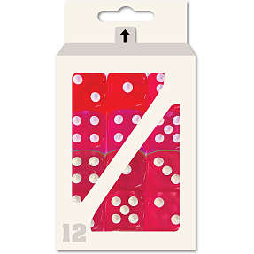 Terninger transparente rød 12-pak