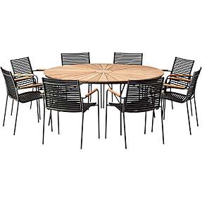 Kerteminde Ø170 havesæt med 8 Mood Classic stole - sort