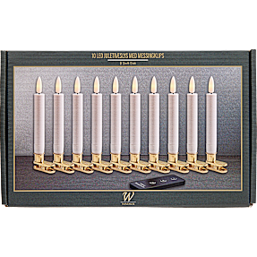 Juletræslys med klips og LED H: 13 cm 10-pak - hvid
