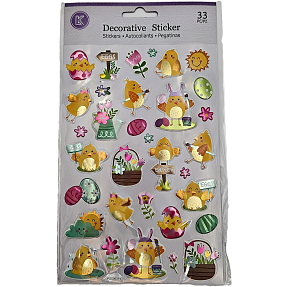 Påske klistermærker med foil 33-pak - multifarvet