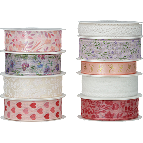 Dekorativt bånd rosa/lilla - konfirmation - flere varianter - assorteret