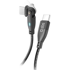 SBS vinklet flexi ladekabel 1 meter - sort