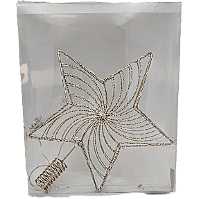 Julefryd glitter topstjerne med mønster og LED H: 30 cm - champagneguld