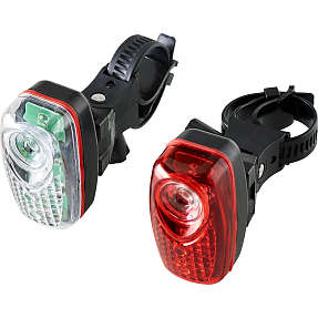 SCO 3 LED cykellygte - for- og baglygte i sort