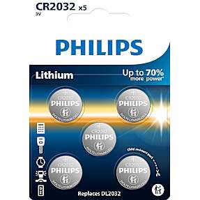 Philips knapcellebatterier CR2032 - 5-pak