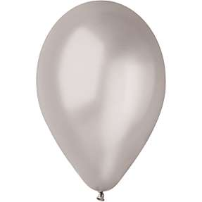Latexballoner 26 cm 10- pak - metallic sølvfarvet