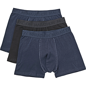 Marathon teen 3-pak boxershorts str. 7-9 år - mørkeblå/sort