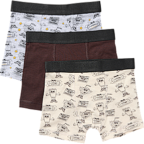 VRS børne 3-pak boxershorts str. 122/128 - beige/brun/grå