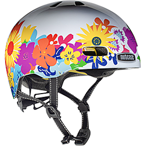 Nutcase cykelhjelm - hvid m. blomster