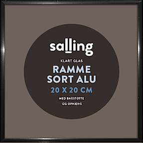 Sort ramme m. glas - 20x20 cm