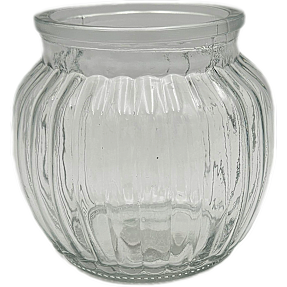 Glasvase med riller 10 cm - klar