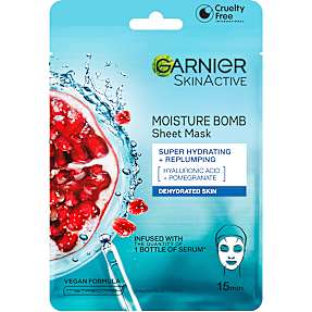 Moisture Bomb ansigtsmaske m. granatæble og hyaluronsyre dehydreret hud